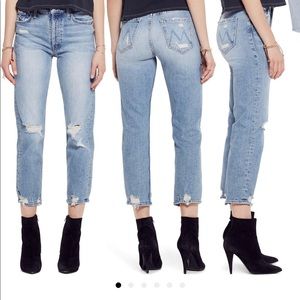 MOTHER denim the tomcat ripped cropped straight leg jean
